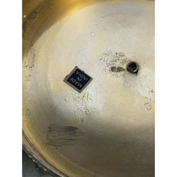 Vintage Cloisonne Enameled Brass Footed Bowl Peacocks & Flowers 9" - Picture 6 of 8